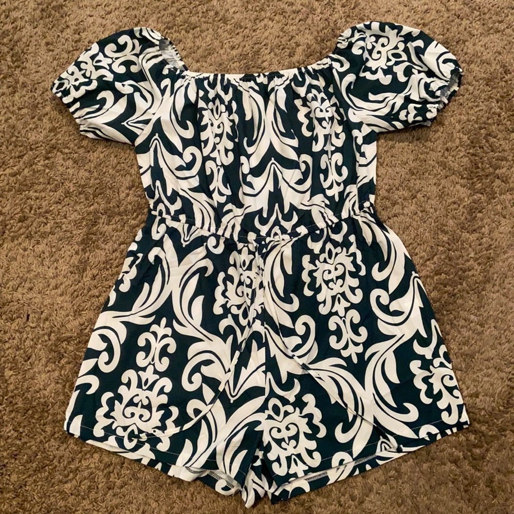 Bardot Print Drawstring Romper
